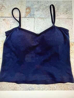 Women's Black Spaghetti Strap Camisole Tank Cropped Cotton